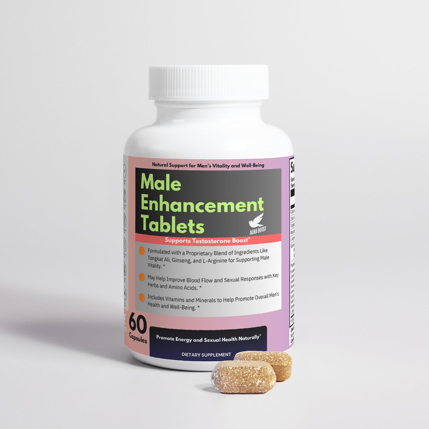 Male Enhancement Supplement for Men – Libido Booster with Tongkat Ali, L-Arginine, Maca – Stamina & Performance Support – 60 Tablets – Made in USA