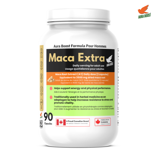 Aura Boost Maca Extra Capsules – 3500mg Root Extract, 90 Capsules | Energy & Vitality Support 
