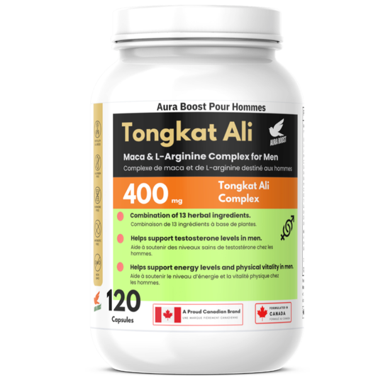 Aura Boost Tongkat Ali Complex – Maca & L-Arginine Formula for Men (120 Capsules) 
