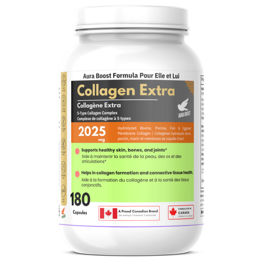 Aura Boost Collagen Extra – 5-Type Collagen Complex 2025 mg (180 Capsules) 