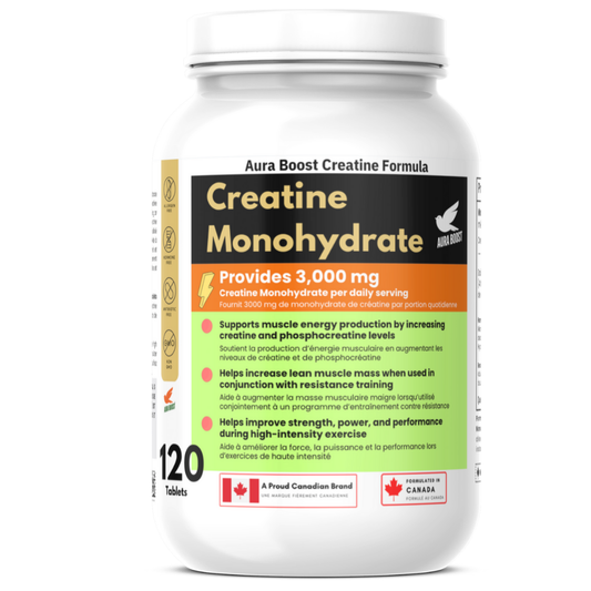 Aura Boost Creatine Monohydrate Tablets – 3000mg Daily Serving (120 Tablets) 